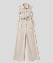 Ensemble Indra effet lin beige face