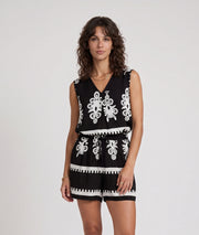 Ensemble short Jordane à motifs - noir/blanc face avant