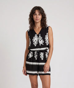 Ensemble short Jordane à motifs - noir/blanc face avant