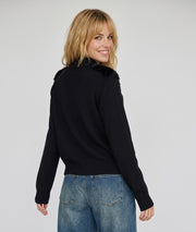 Gilet Brenda noir en maille et fausse fourrure femme