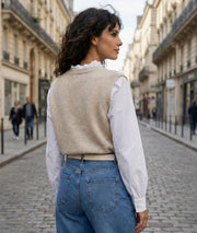 Gilet sans manches Butonna écru face arrière