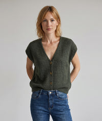 Gilet sans manches Butonna en maille - brique