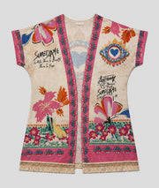 Gilet Cancoune long pailleté à motifs multi face