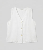 Gilet sans manches Erina en lin - blanc