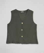 Gilet sans manches Erina kaki fond blanc avant - marque Carnaby
