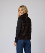 Gilet sans manches Furla en fausse fourrure choco femme