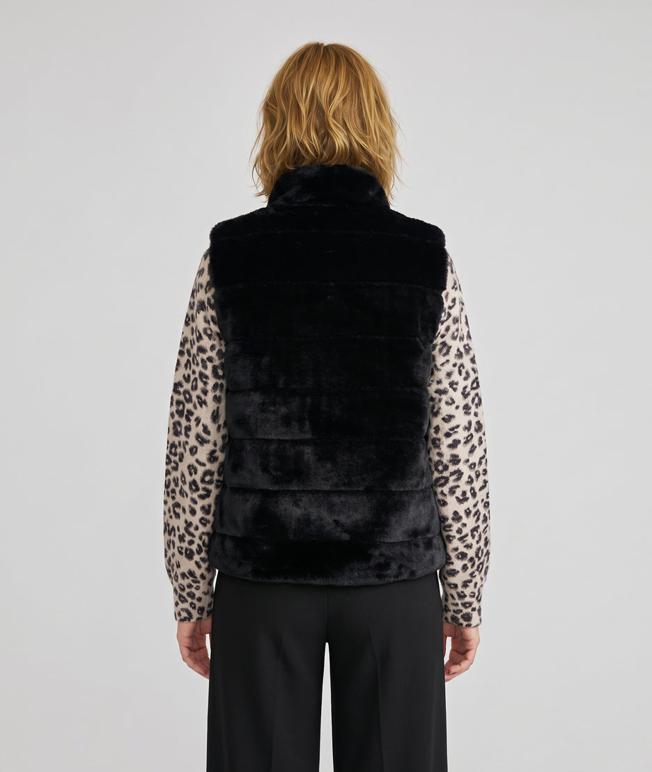 Gilet sans manches Furla en fausse fourrure noir femme
