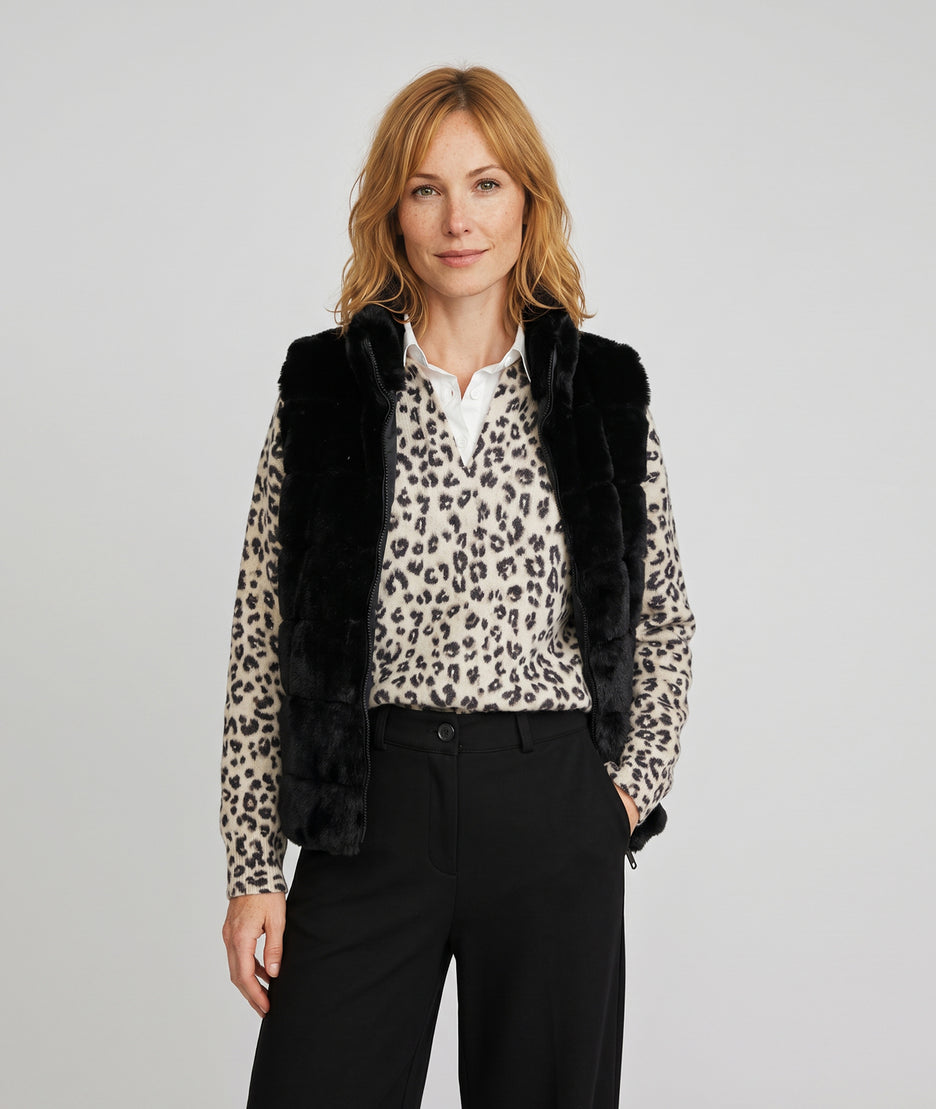 Gilet sans manches Furla en fausse fourrure noir femme