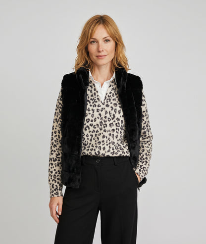 Gilet sans manches Furla en fausse fourrure noir femme