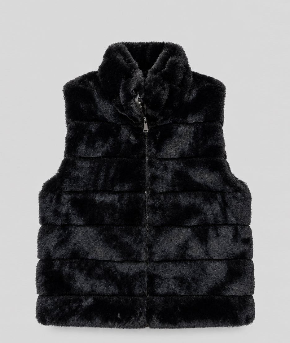 Gilet sans manches Furla en fausse fourrure noir femme