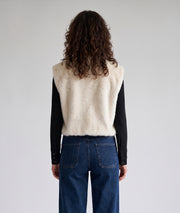 Gilet fausse fourrure femme Furly écru sans manches