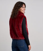 Gilet fausse fourrure femme Furly rouge sans manches