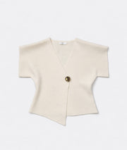Gilet Mell manches courtes détail bouton doré  - beige