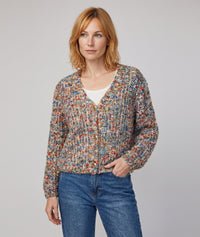 Gilet en maille pailletée multicolore - ocre