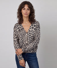 Gilet pailleté motif léopard - beige