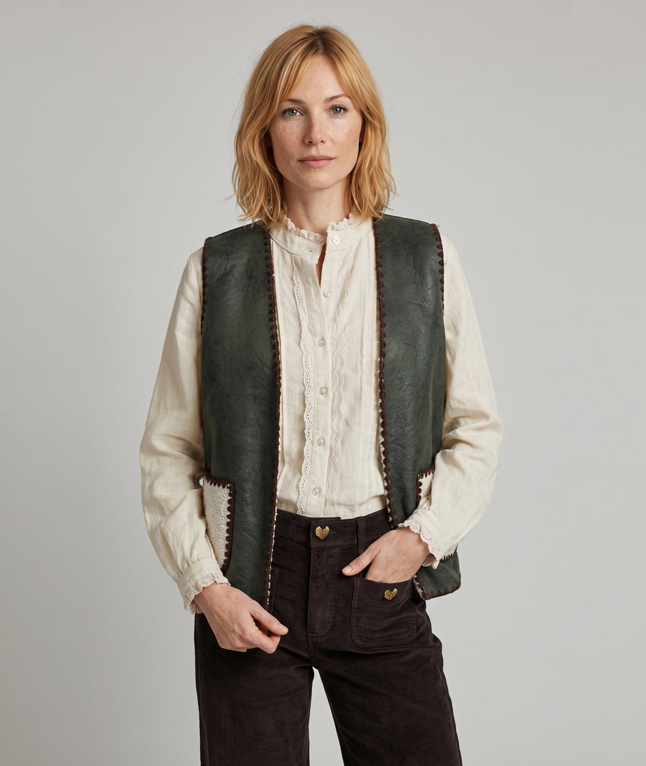 Gilet sans manches effet peau et mouton