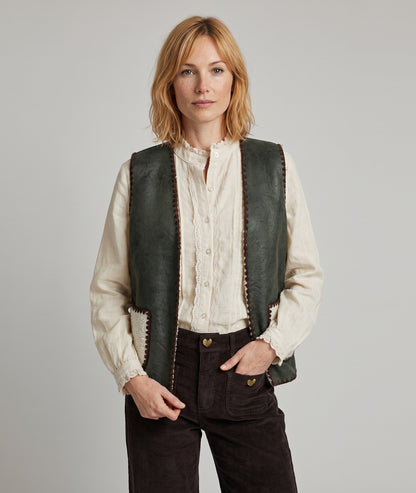 Gilet sans manches effet peau et mouton