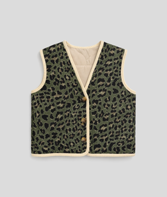 Gilet Simba sans manches léopard matelassé - kaki