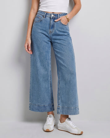 Jean wide leg 7/8 clair face — marque Carnaby