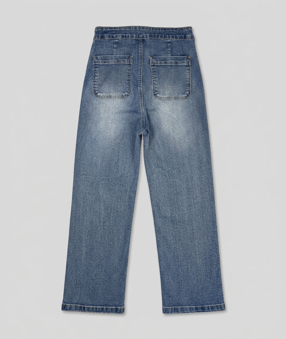 Jean Citrus wide leg à boutons fantaisies dos