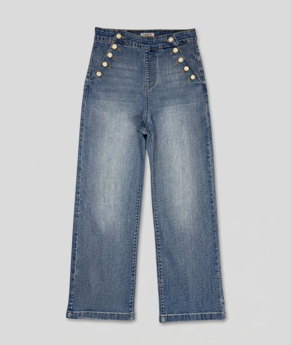 Jean Citrus wide leg à boutons fantaisies face