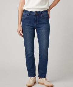 Jean taille haute femme coupe slim bleu