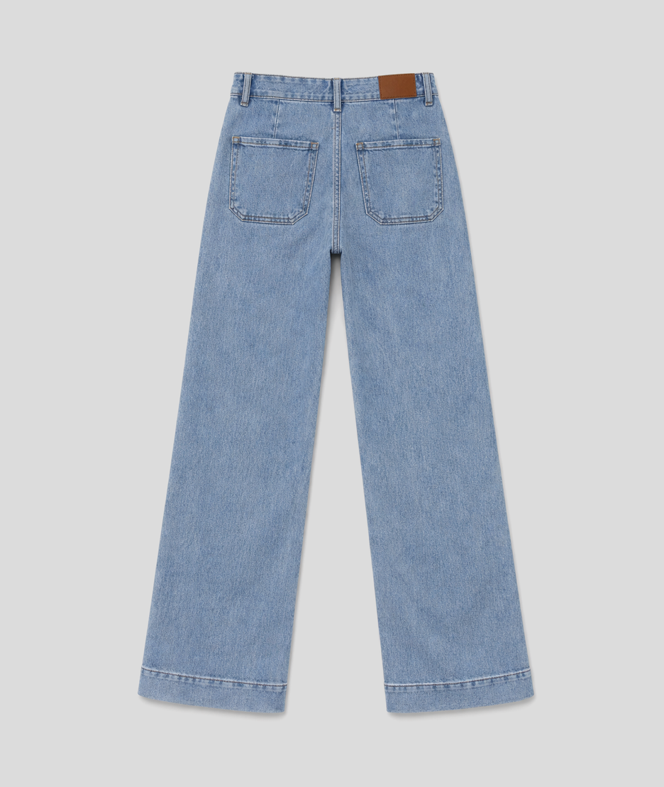 Jean Daisy flare taille haute brodé marguerites- jean