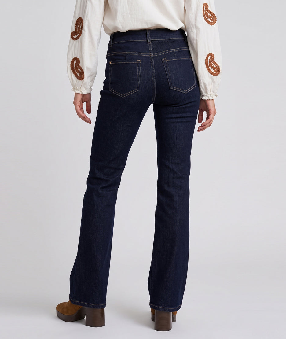 Jean bootcut brut femme taille haute esprit seventies