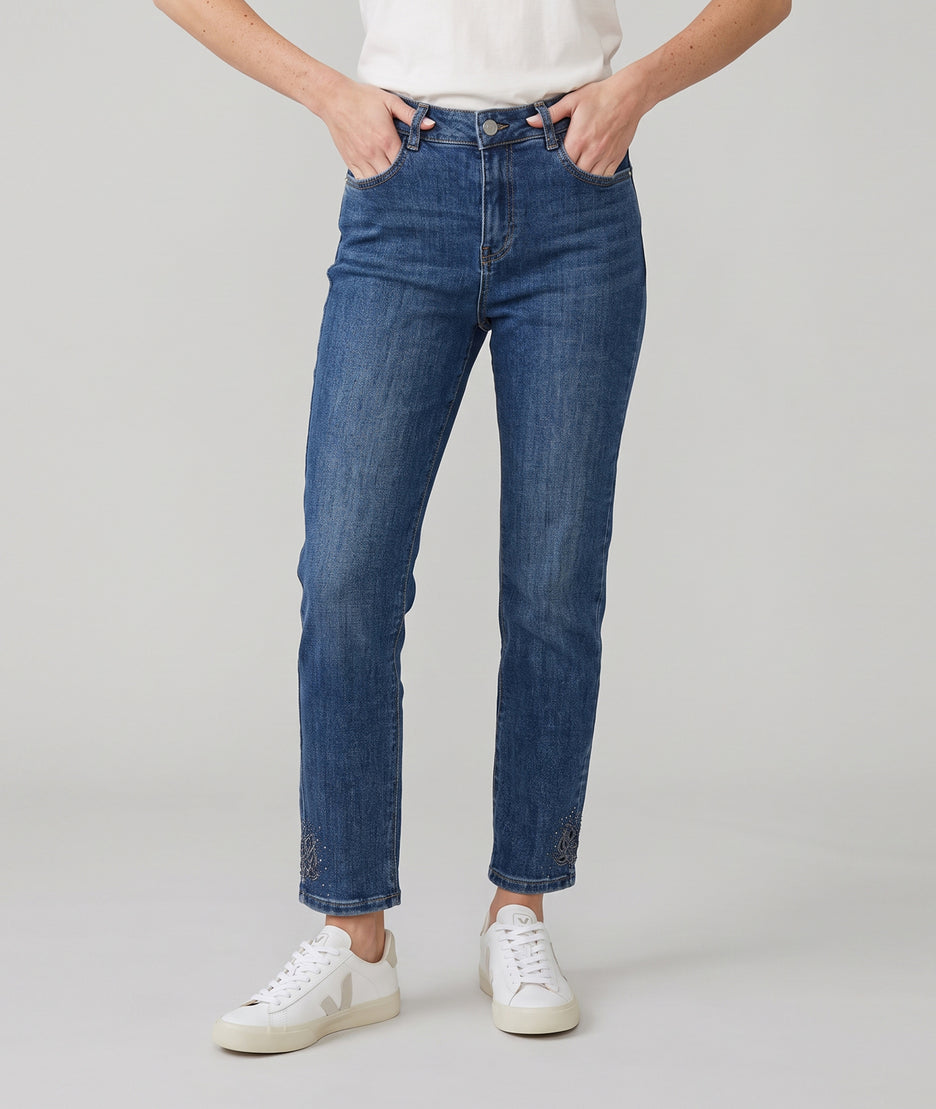 Jean slim femme Louane taille haute en denim bleu