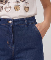 Jean coupe mum femme taille haute denim bleu 7/8e detail - Carnaby