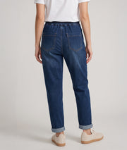 Jean coupe mum femme taille haute denim bleu 7/8e dos - Carnaby
