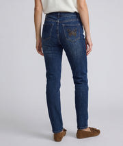 Jean papillon femme slim avec détail strass au dos