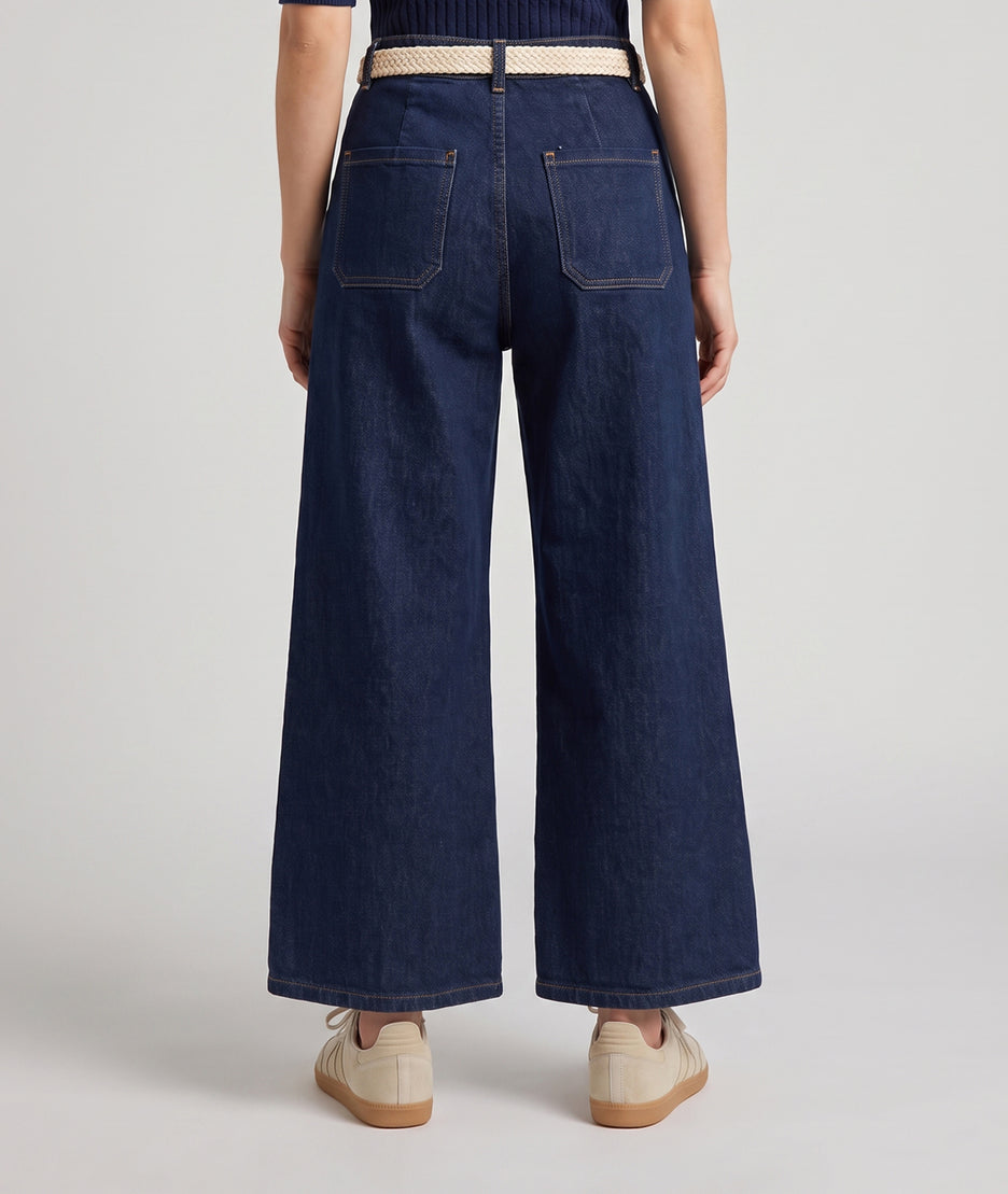 Jean large 7/8ème femme coupe culotte denim brut Pinca — Carnaby