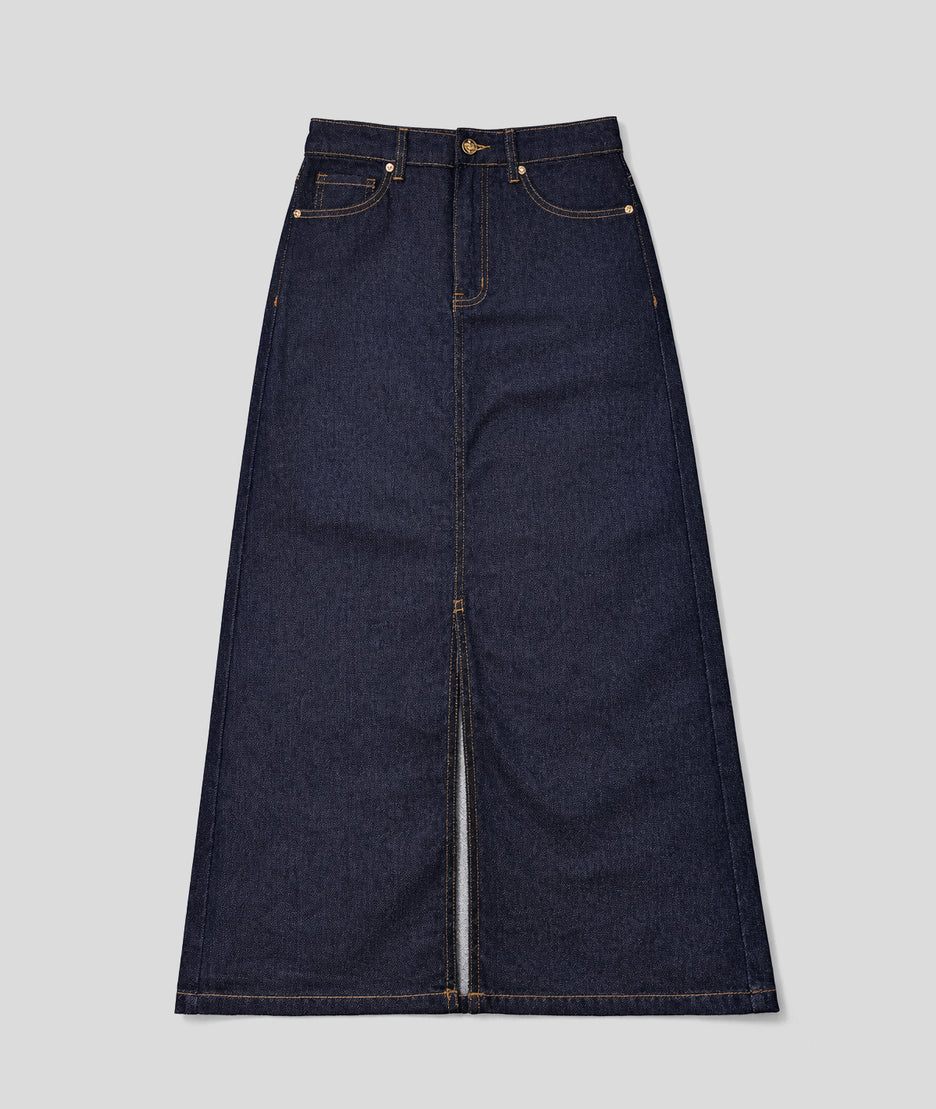 Jupe Dorita longue en jean - jean brut