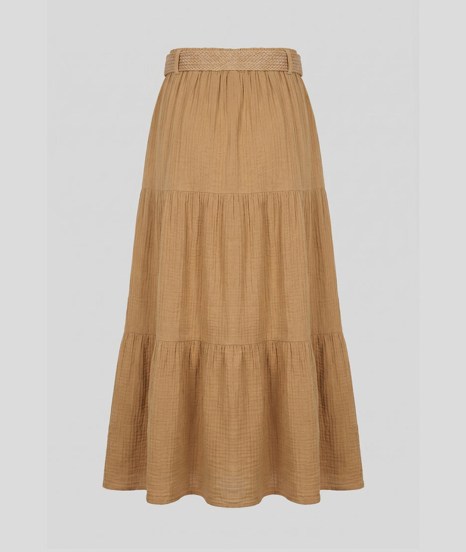 Jupe longue Lizzy camel dos — marque Carnaby