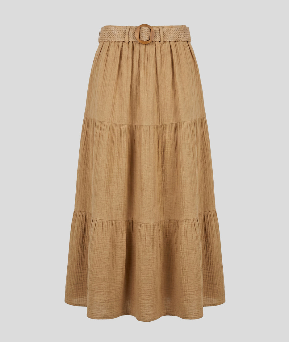 Jupe longue Lizzy camel face — marque Carnaby