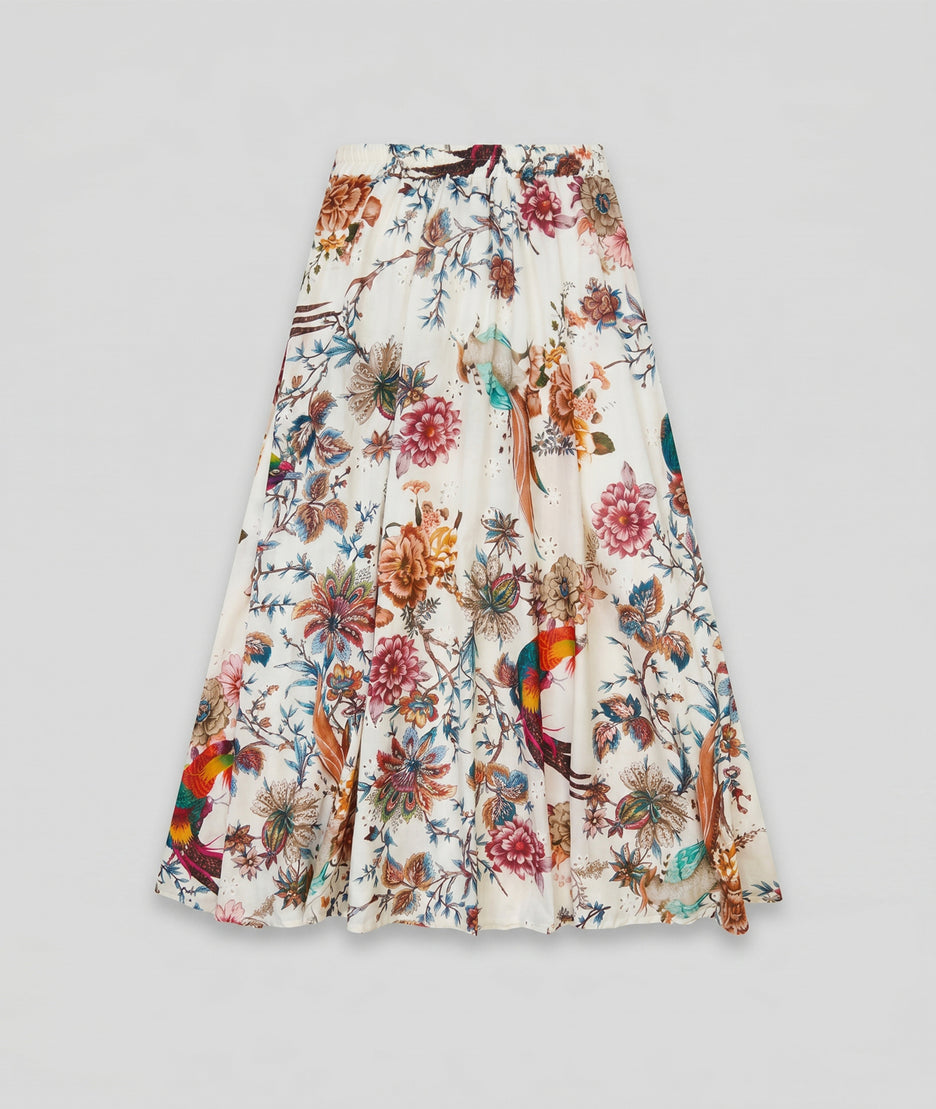 Jupe Ludivine maxi imprimé jardin exotique - ecru