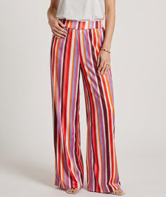 Pantalon fluide Amel coloré  fushia face avant