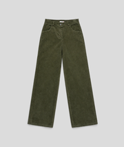 Pantalon Assia femme large velours côtelé wide leg  - kaki