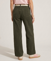 Pantalon Assia femme large velours côtelé wide leg  - kaki