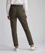 Pantalon chino coupe carotte kaki femme avec ceinture dos - Carnaby