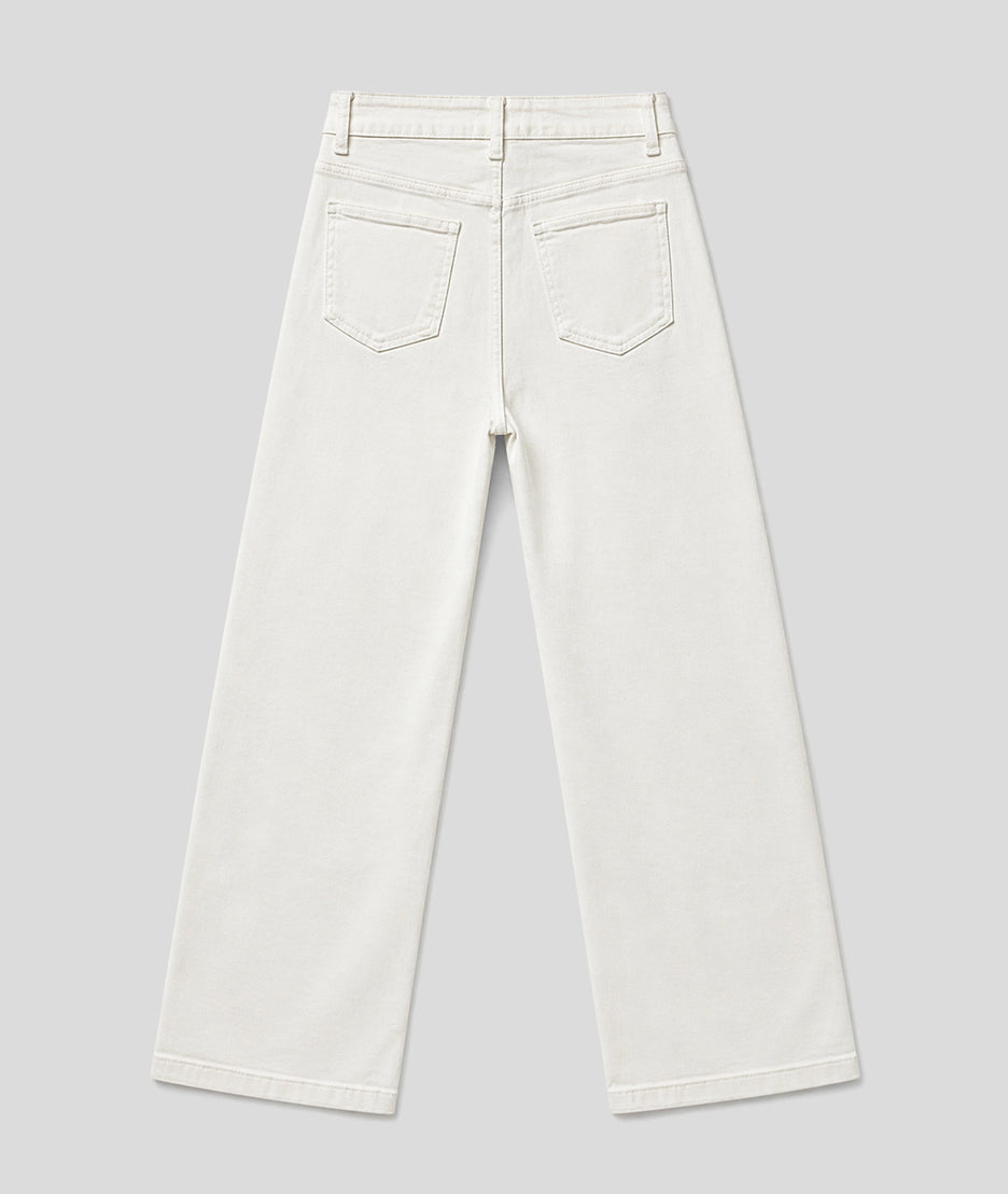 Pantalon Broda wide leg à broderies ajourée blanc dos