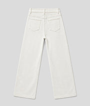 Pantalon Broda wide leg à broderies ajourée blanc dos