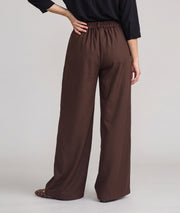 Pantalon habillé femme Carlita choco coupe large à pinces