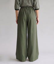 Pantalon habillé femme Carlita kaki coupe large à pinces