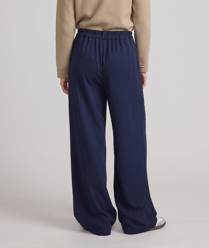 Pantalon habillé femme Carlita marine coupe large à pinces