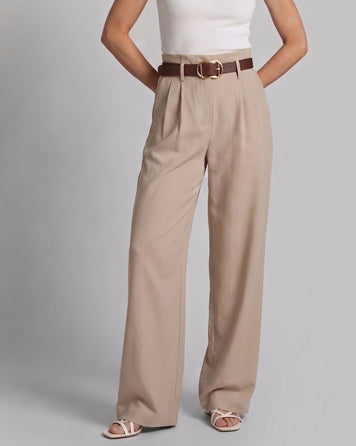 Pantalon Charlie habillée avec ceinture beige face