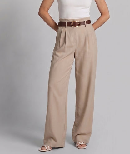 Pantalon Charlie habillée avec ceinture beige face