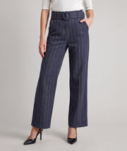Pantalon habillé femme à rayures marine Cindy avec ceinture – Carnaby