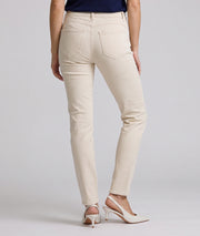 Pantalon slim femme Clea écru taille haute en coton stretch